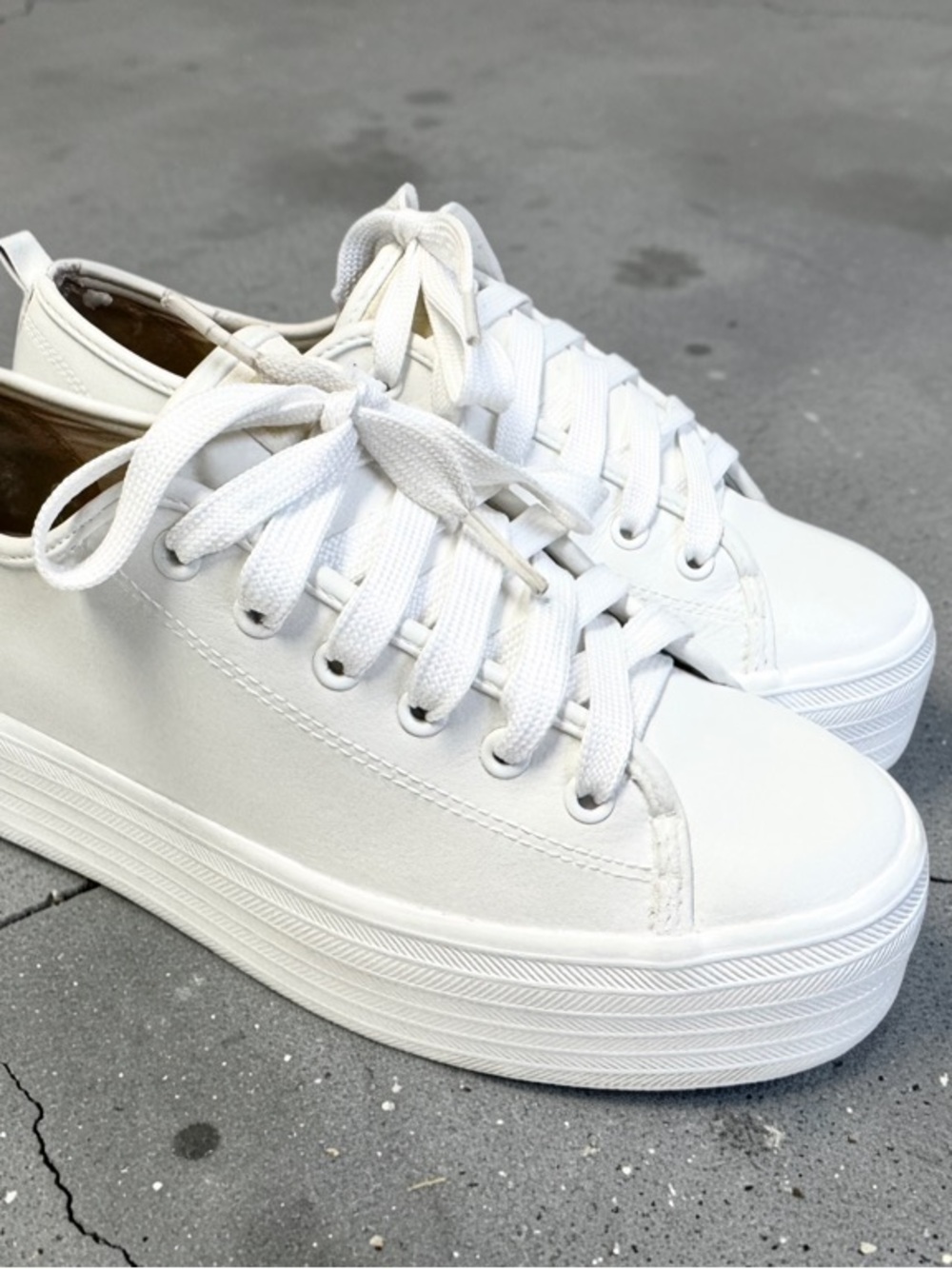 Keds White Platform Lace-Up Sneakers